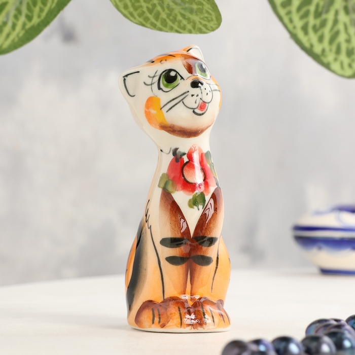 Сувенир «Кошка Милашка», рыжая, 9 см, гжель Сувенир «Кошка Милашка», рыжая, 9 см, гжель