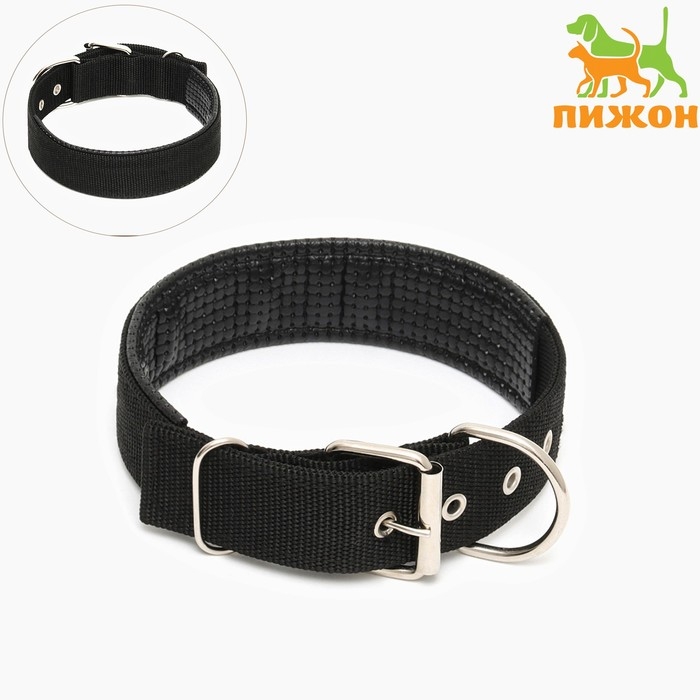 Ошейник  Ошейник "Комфорт" комбинированный, 60 х 4 см, ОШ 45-55 см, чёрный