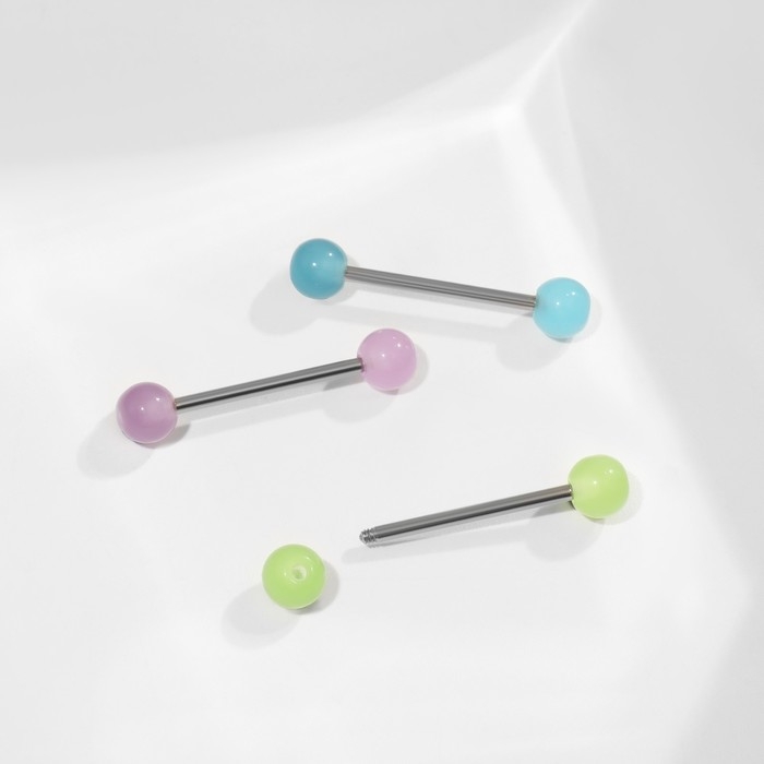 Пирсинг в язык «Шарики» желе, L=1,9 см, цвет МИКС в серебре (набор 12 шт.) Пирсинг в язык «Шарики» желе, L=1,9 см, цвет МИКС в серебре (набор 12 шт.)