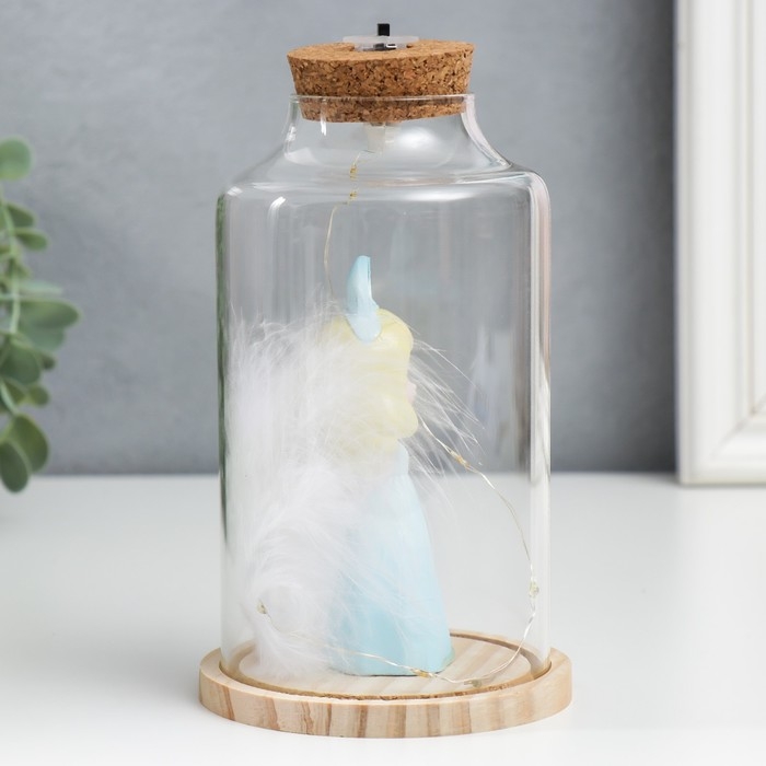 Сувенир полистоун световой  Сувенир полистоун световой "Девочка в голубом с ушками и пером" 10х10х17,5 см