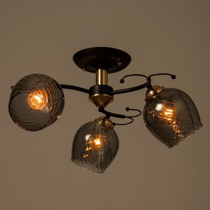 Люстра Люстра "Аста" 3хЕ27 40Вт чёрно-золотой 50х50х27 см BayerLux