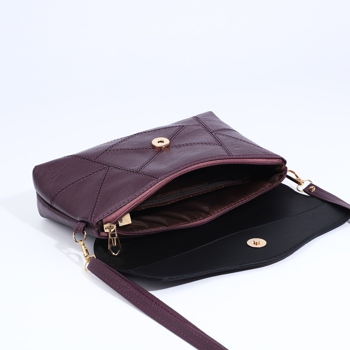 Сумка-клатч на магните, длинный ремень, цвет фиолетовый Сумка-клатч на магните, длинный ремень, цвет фиолетовый