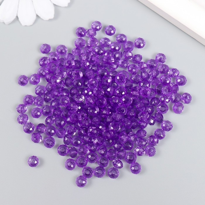 Бусины для творчества пластик Бусины для творчества пластик "Кристалл с гранями фиолет" набор 20 гр 0,4х0,6х0,6 см
