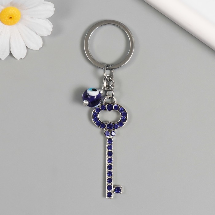 Брелок от сглаза металл Брелок от сглаза металл "Ключ с камушками" 2,4х6,5 см