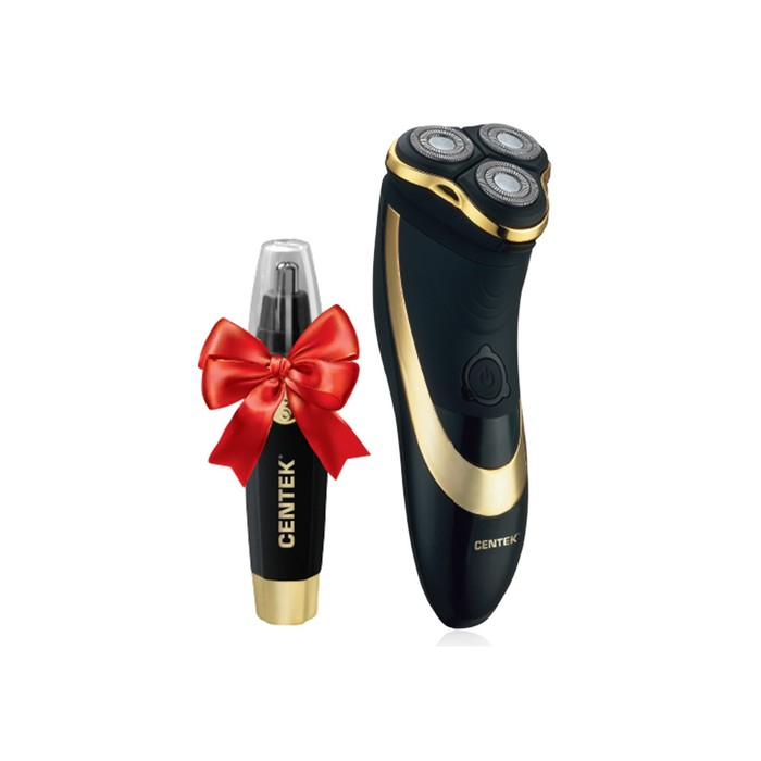 Электробритва Centek CT-2160, 3 Вт, роторная, 3 плавающие головки, триммер, черно-золотая Электробритва Centek CT-2160, 3 Вт, роторная, 3 плавающие головки, триммер, черно-золотая