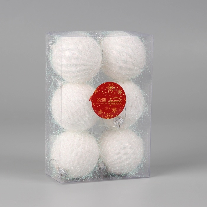 Набор шаров пластик d-6 см, 6 шт Набор шаров пластик d-6 см, 6 шт "Бенеце" белый