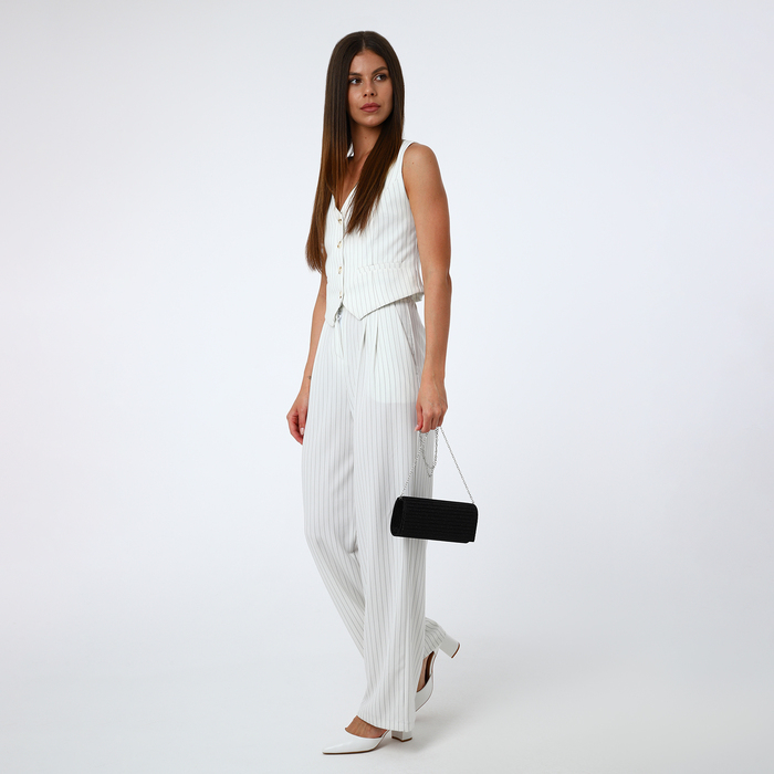 Клатч женский, отдел на клапане, длинная цепь, цвет чёрный