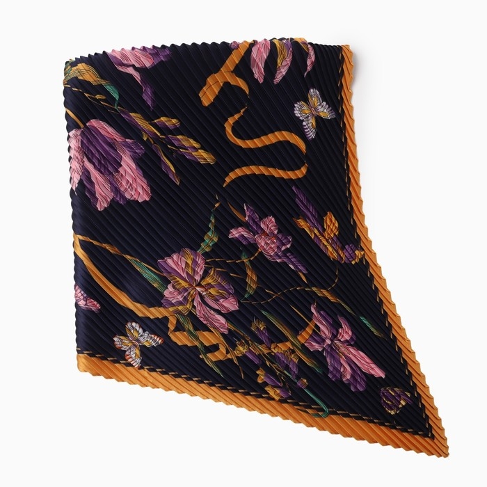 Плиссированный женский платок MINAKU, 70*70, цв.тёмно-синий Плиссированный женский платок MINAKU, 70*70, цв.тёмно-синий