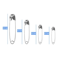 Набор булавок английских, 27 / 32 / 42 / 55 мм, 60 ± 5 шт, цвет серебряный
