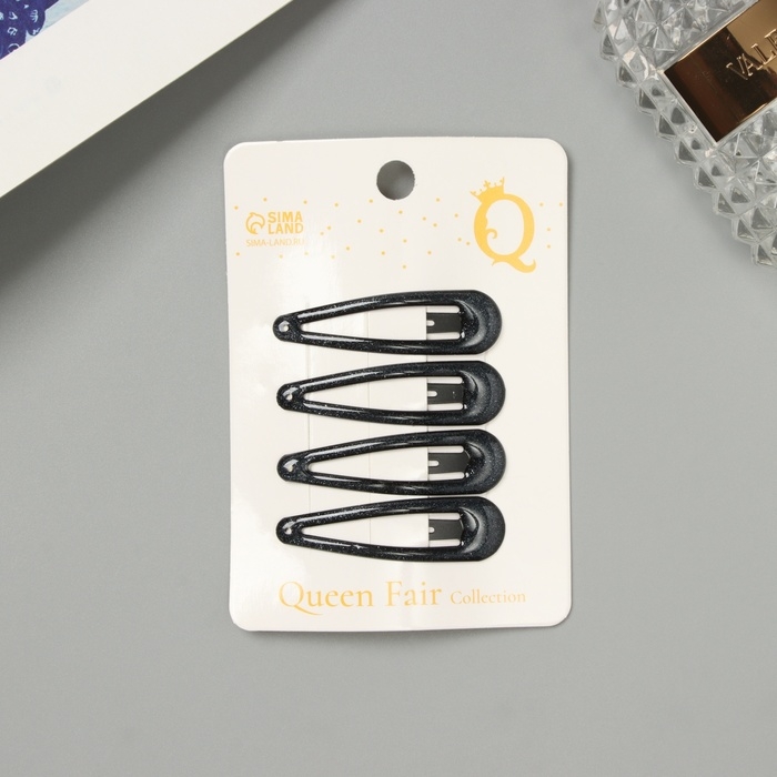 Невидимка для волос  Невидимка для волос "Хэдли" (набор 4 шт) 5 см, чёрный