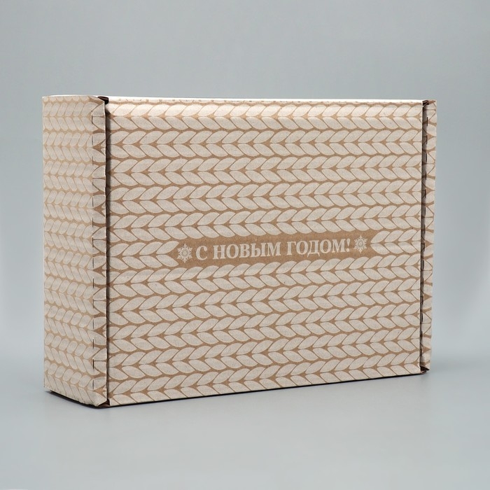 Коробка новогодняя складная «С новым годом!», бурый, 27 х 21 х 9 см, Новый год Коробка новогодняя складная «С новым годом!», бурый, 27 х 21 х 9 см, Новый год