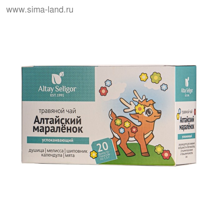 Травяной чай для детей Altay Seligor «Алтайский мараленок» успокаивающий, 20 фильтр-пакетов Травяной чай для детей Altay Seligor «Алтайский мараленок» успокаивающий, 20 фильтр-пакетов