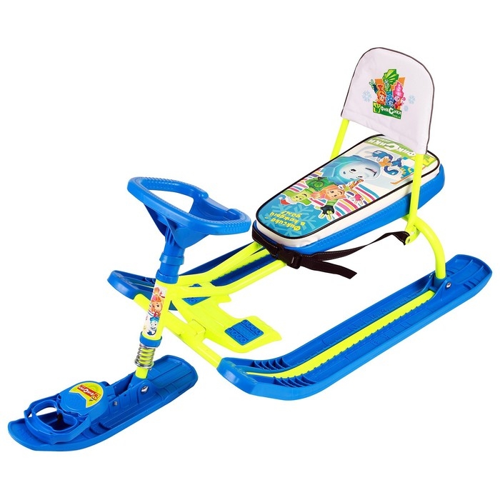 Снегокат «Тимка спорт Фиксики», ТС4-1/Ф22, со спинкой и ремнём безопасности, цвет цвет лимонный/синий Снегокат «Тимка спорт Фиксики», ТС4-1/Ф22, со спинкой и ремнём безопасности, цвет цвет лимонный/синий
