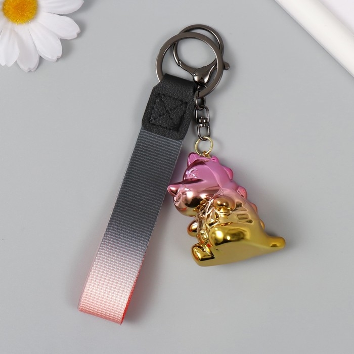 Брелок пластик с карабином, ремешком Брелок пластик с карабином, ремешком "Динозаврик" голография 3,7х4,5х5 см