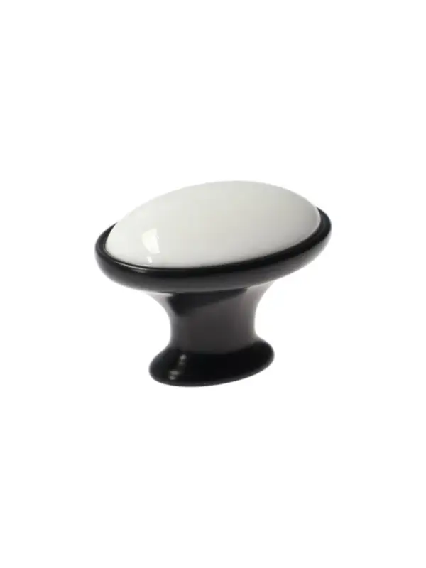 Ручка-кнопка ТУНДРА РК023BL LIGHT, чёрная с белой вставкой, 8 шт.