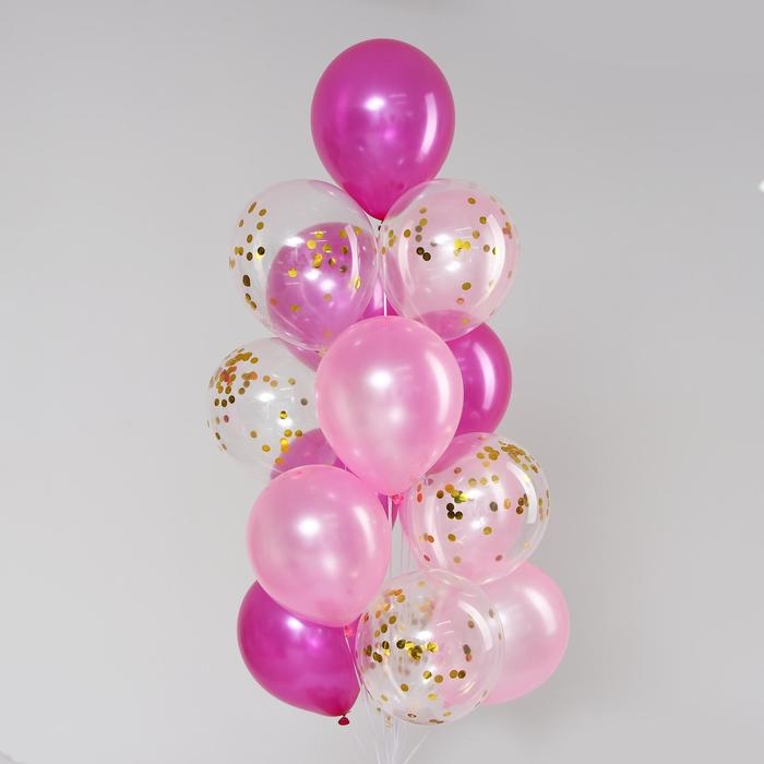 Букет из шаров &laquo;Фантазия&raquo;, латекс, с конфетти, набор 15 шт.
