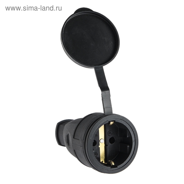 Розетка переносная 16-005, 16 А, 250 В, IP44, с з/к, с заглушкой, каучук, черная Розетка переносная 16-005, 16 А, 250 В, IP44, с з/к, с заглушкой, каучук, черная