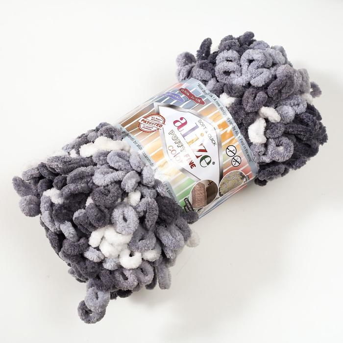 Пряжа Пряжа "Puffy Fine Color" 100% микрополиэстер 14,5м/100гр (5925 серый камуфляж)