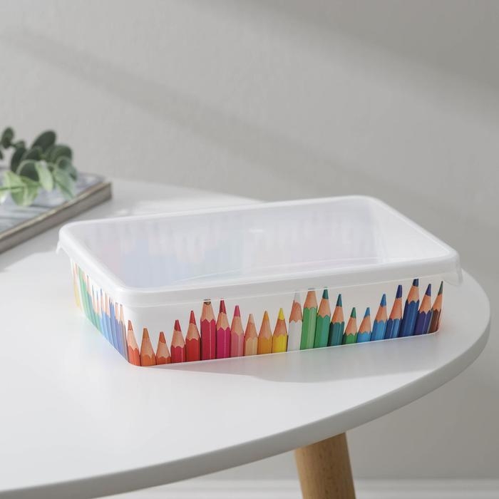 Корзина для хранения с крышкой «Карандаши», 20,5×14×4,6 см, цвет белый Корзина для хранения с крышкой «Карандаши», 20,5×14×4,6 см, цвет белый