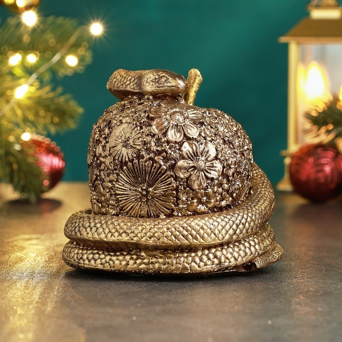 Новый год. Символ 2025. Копилка Новый год. Символ 2025. Копилка "Змея на яблоке" бронза, 10х11см