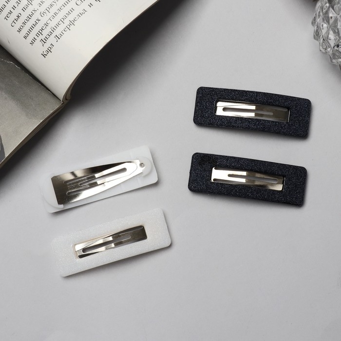 Невидимка для волос «Флоренс Невидимка для волос «Флоренс" (набор 4 шт) геометрия, 5 см, чёрно-белый