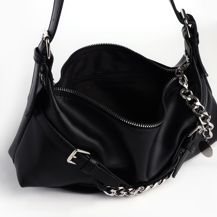 Сумка женская с цепями, 28*12*6 см, цвет чёрный Сумка женская с цепями, 28*12*6 см, цвет чёрный