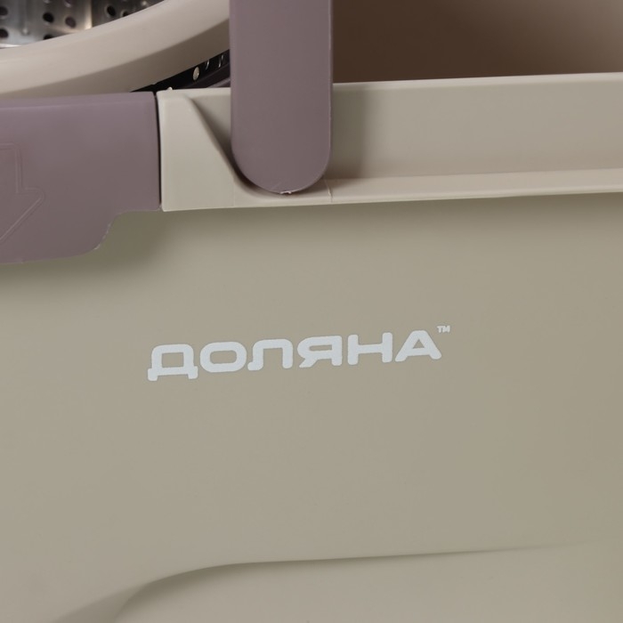 Швабра с отжимом и ведро с металлической центрифугой Доляна, 19,2 л, дополнительная насадка, цвет бежевый Швабра с отжимом и ведро с металлической центрифугой Доляна, 19,2 л, дополнительная насадка, цвет бежевый