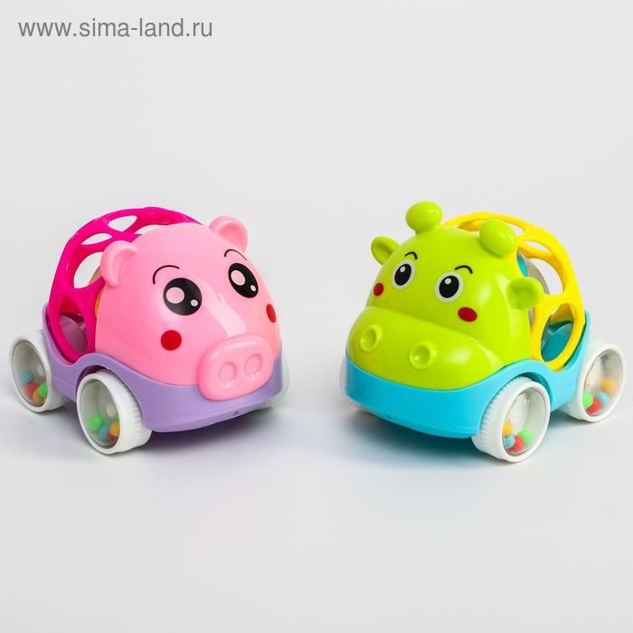 Машинка - погремушка «Зоо», с эластичными элементами, виды МИКС, Крошка Я Машинка - погремушка «Зоо», с эластичными элементами, виды МИКС, Крошка Я