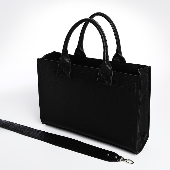 Сумка женская TEXTURA, тоут, средний размер, цвет чёрный Сумка женская TEXTURA, тоут, средний размер, цвет чёрный