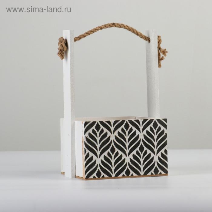 Кашпо деревянное, 15×12×8.5(25) см  Кашпо деревянное, 15×12×8.5(25) см "Пауль и Любовь. Орнамент №1", с принтом