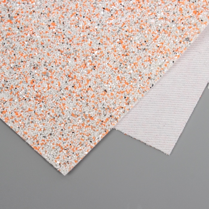 Лист для творчества иск.кожа Лист для творчества иск.кожа "Блёстки" бело-оранжевый лист 33х20 см толщина 1,6 мм