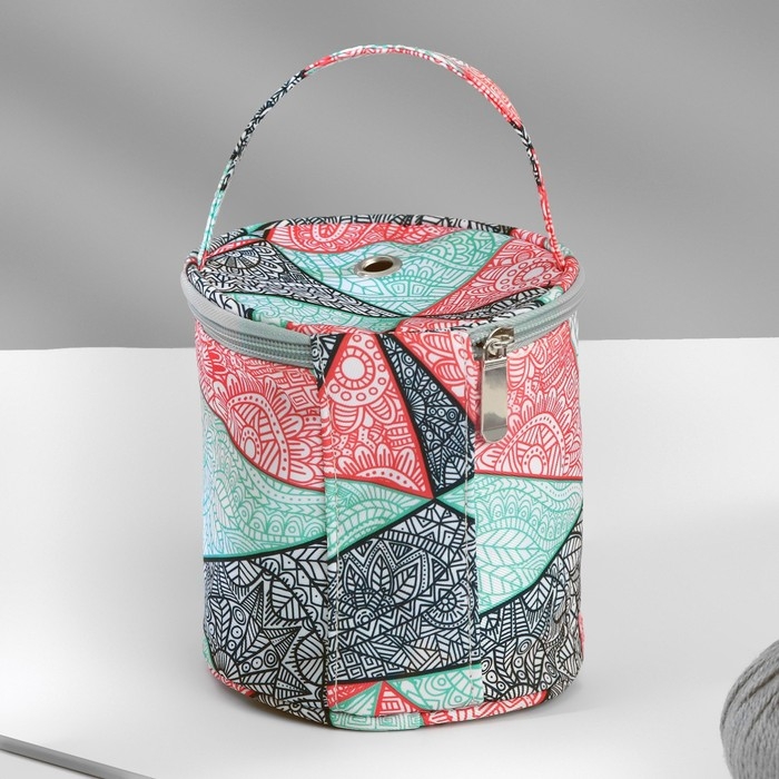 Сумка-футляр «Цветы», 1 люверс, d = 14 × 14,5 см, цвет разноцветный Сумка-футляр «Цветы», 1 люверс, d = 14 × 14,5 см, цвет разноцветный