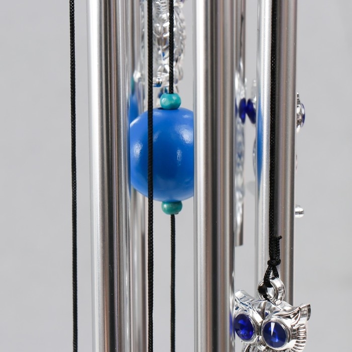 Музыка ветра металл, пластик Музыка ветра металл, пластик "Сова со стразами" 5 трубок 6 сов 50х8,5х8,5 см