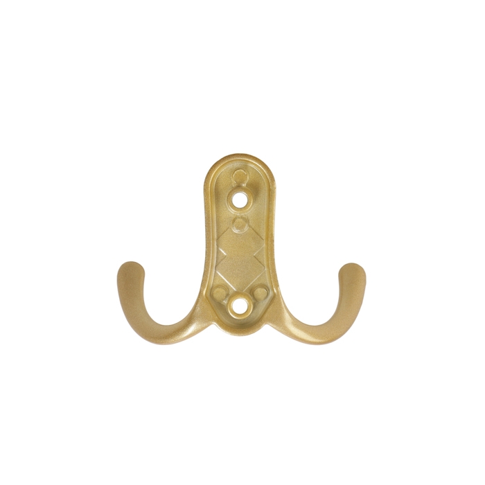 Крючок мебельный ТУНДРА TKD024 LIGHT, двухрожковый, матовое золото Крючок мебельный ТУНДРА TKD024 LIGHT, двухрожковый, матовое золото