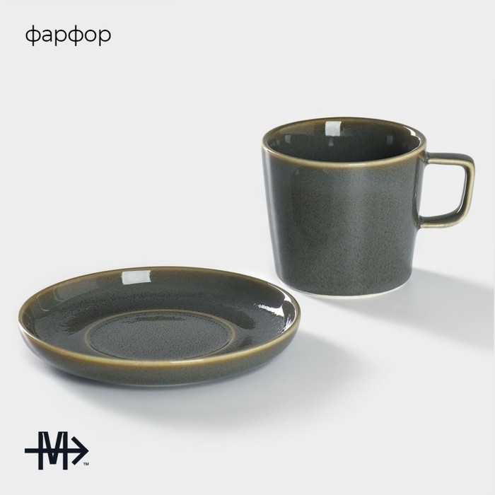 Чайная пара фарфоровая Magistro Fog, 2 предмета: чашка 250 мл, блюдце d=14 см Чайная пара фарфоровая Magistro Fog, 2 предмета: чашка 250 мл, блюдце d=14 см