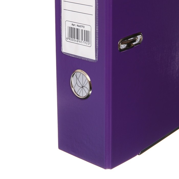 Папка-регистратор А4, 75 мм, Calligrata, ПВХ, тиснение Папка-регистратор А4, 75 мм, Calligrata, ПВХ, тиснение "лен", металлическая окантовка, карман на корешок, собранная, фиолетовая, микс