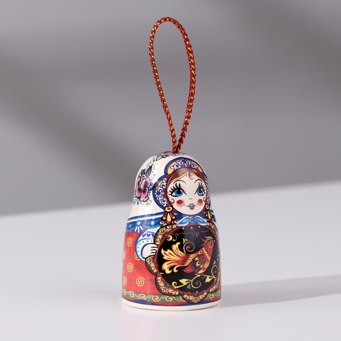 Колокольчик матрешка , хохлома, 5,5 см Колокольчик матрешка , хохлома, 5,5 см