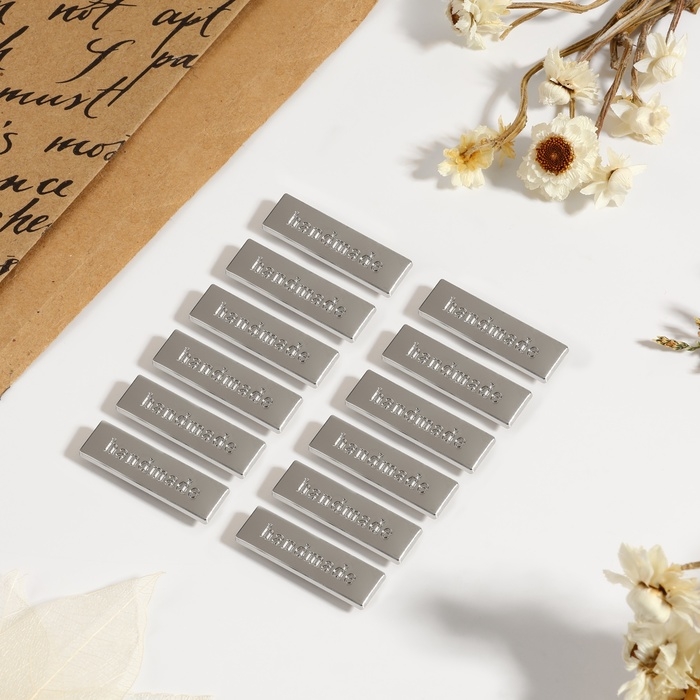 Декоративные элементы на прокол «Hand made», 3,5 × 1 см, 10 шт, цвет серебряный Декоративные элементы на прокол «Hand made», 3,5 × 1 см, 10 шт, цвет серебряный