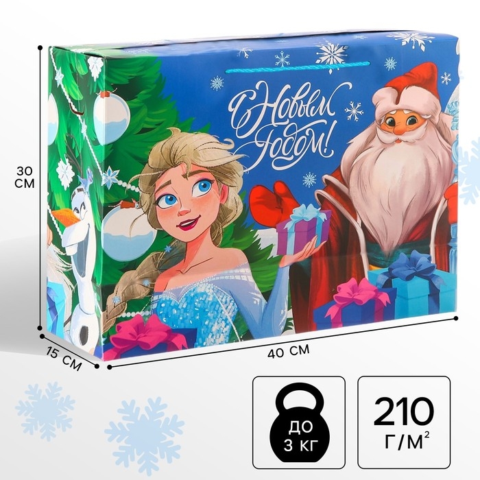 Новый год. Пакет-коробка  Новый год. Пакет-коробка "С Новым Годом!" 15х40х30 см, Холодное Сердце