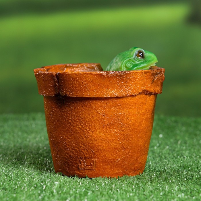 Фигурное кашпо  Фигурное кашпо "Горшок с лягушкой" 14х13х13см