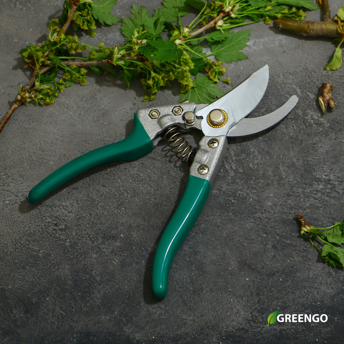 Секатор плоскостной, 8 Секатор плоскостной, 8" (20 см), обрезиненные ручки, Greengo