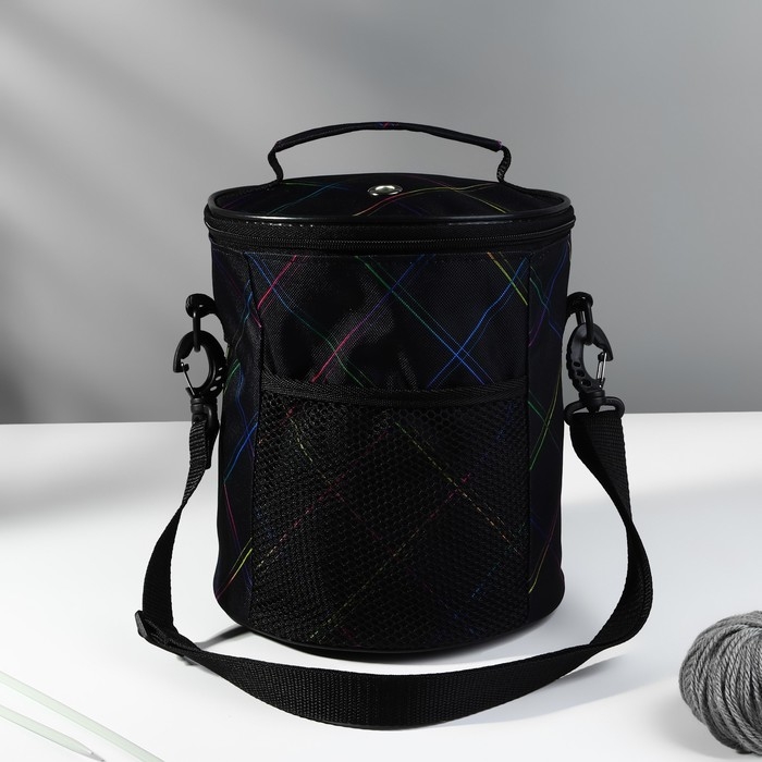 Сумка-футляр «Неон», 2 люверса, d = 21 × 23 см, цвет чёрный/разноцветный Сумка-футляр «Неон», 2 люверса, d = 21 × 23 см, цвет чёрный/разноцветный