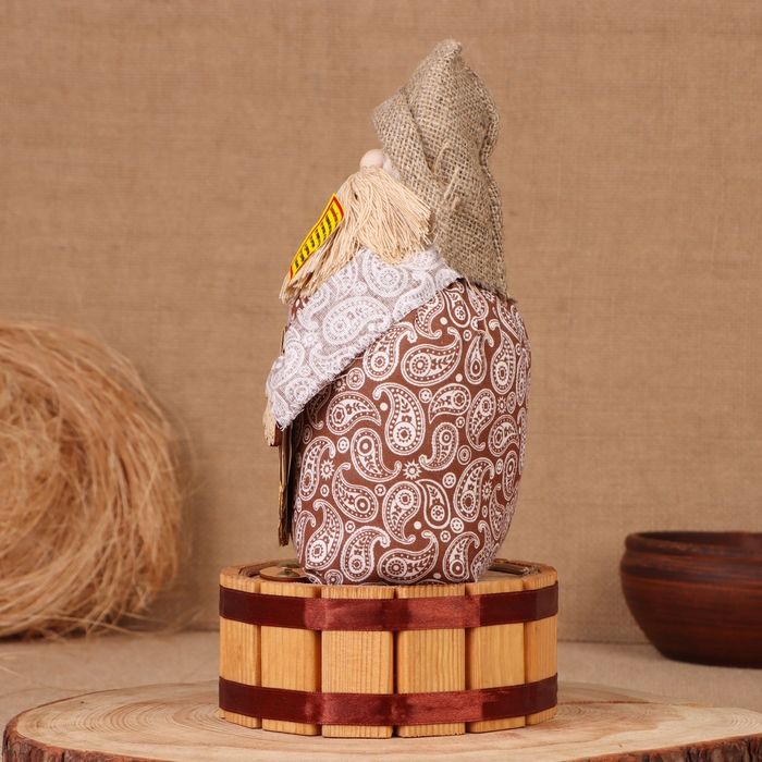 Домовой-копилка Домовой-копилка "Афанасий с лукошком", на бочке, 28х15х12 см