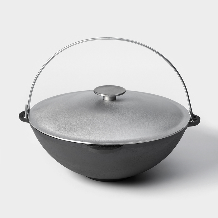 Казан чугунный Wild Kitchen «Туризм», 8 л, d=36 см, лопатка и губка в комплекте Казан чугунный Wild Kitchen «Туризм», 8 л, d=36 см, лопатка и губка в комплекте