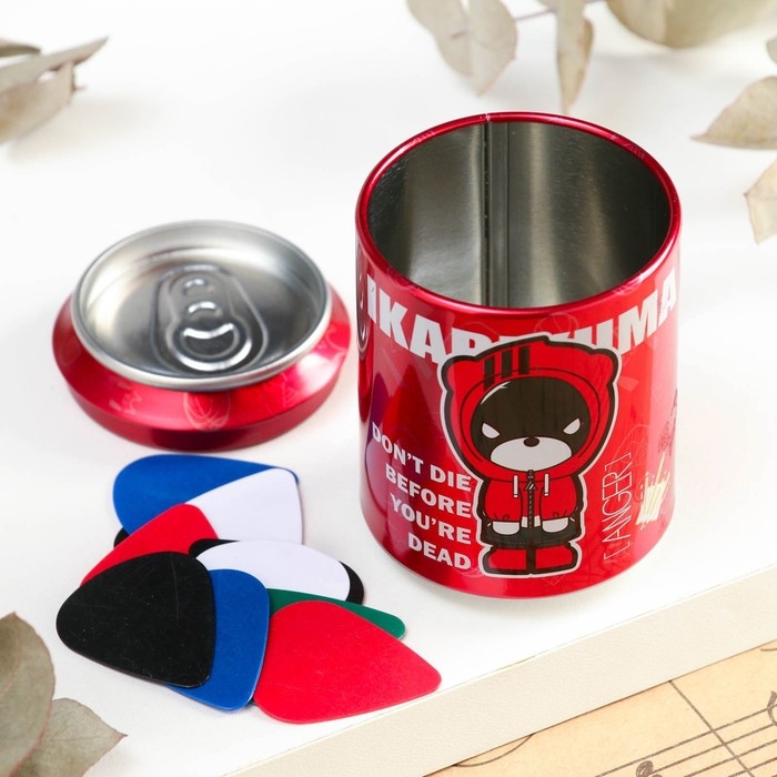 Набор медиаторов Music Life 10 шт в красной банке, медиаторы микс Набор медиаторов Music Life 10 шт в красной банке, медиаторы микс