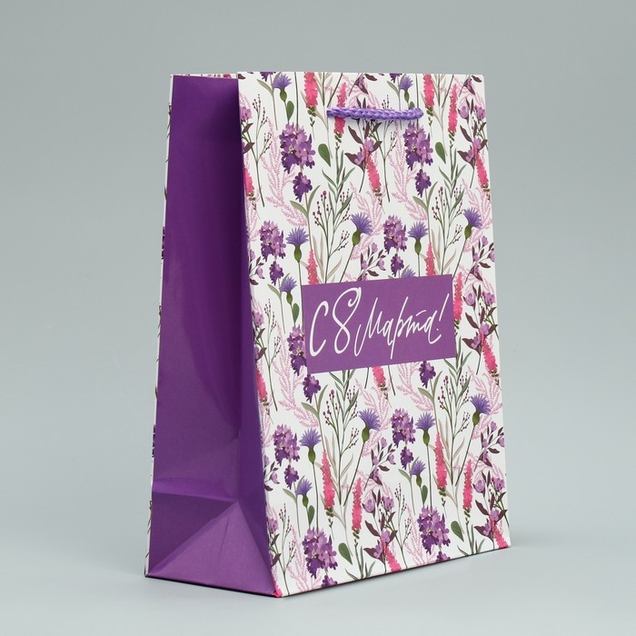 Пакет подарочный ламинированный, упаковка, «С 8 марта!», MS 18 х 23 х 8 см Пакет подарочный ламинированный, упаковка, «С 8 марта!», MS 18 х 23 х 8 см