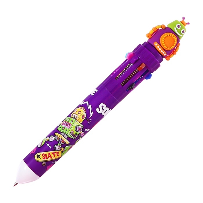 Ручка шариковая автоматическая, 10-ти цветная, штрихкод на штуке, МИКС Робот/Машина Ручка шариковая автоматическая, 10-ти цветная, штрихкод на штуке, МИКС Робот/Машина