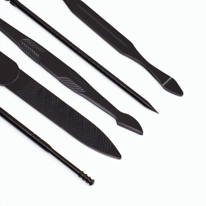 Набор маникюрный, 12 предметов, в футляре, чёрный Набор маникюрный, 12 предметов, в футляре, чёрный