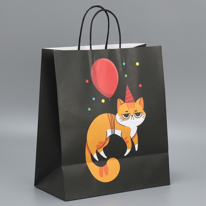 Пакет подарочный крафтовый, упаковка, «Киса», 28 х 32 х 15 см