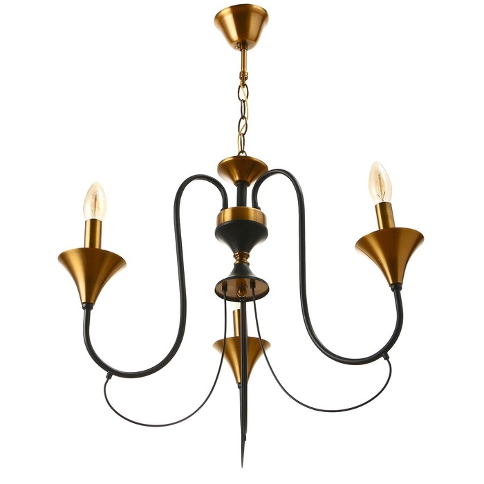 Люстра Люстра "Элимин" 3хЕ14 40Вт черно-золотой 56х75х56 см BayerLux